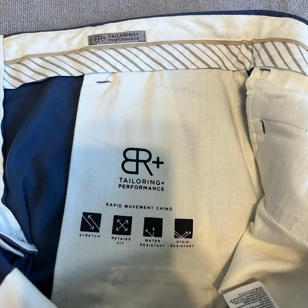 Banana Republic Men's Fulton Chino Rapid Movement Line Slim Fit in Blue 32W 34L